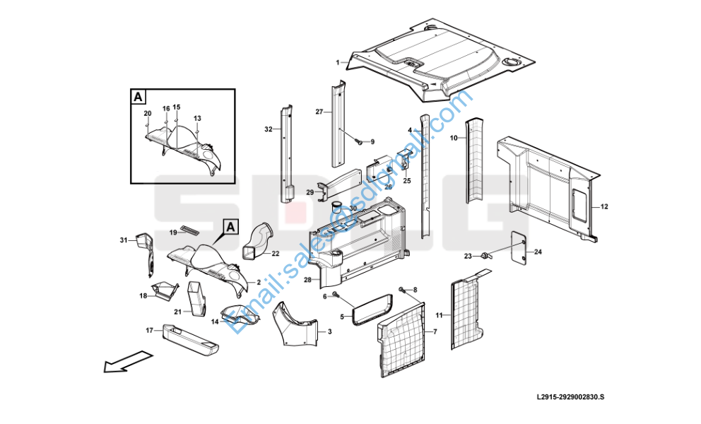 LG918 2929002830 Trim panel assembly 工程机械配件商城